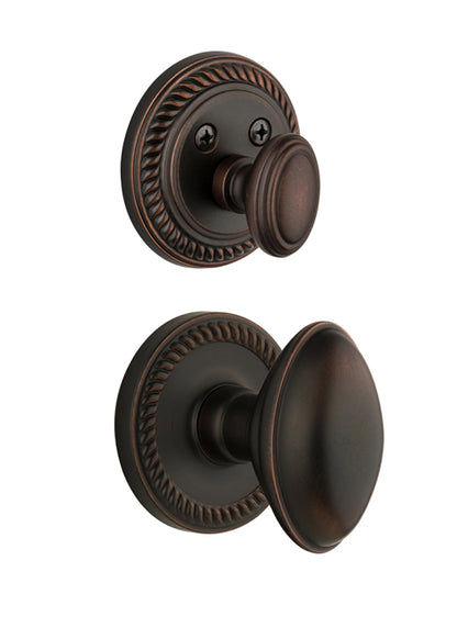 Grandeur Newport Handleset with Eden Prairie Knob - (Interior Half Only, with Deadbolt)
