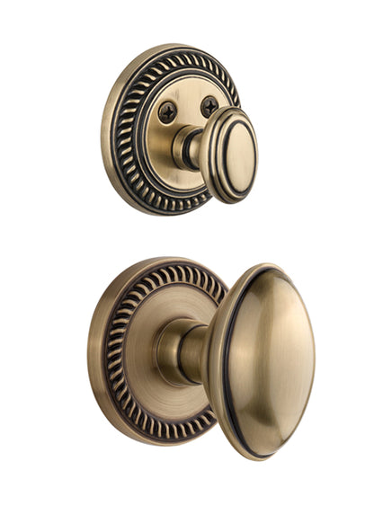 Grandeur Newport Handleset with Eden Prairie Knob - (Interior Half Only, with Deadbolt)