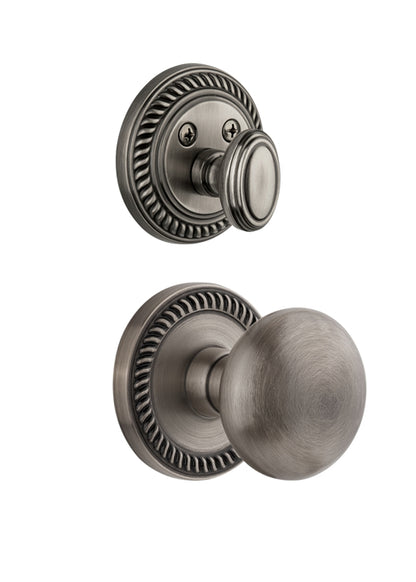 Grandeur Newport Handleset with Fifth Avenue Knob - (Interior Half Only, with Deadbolt)