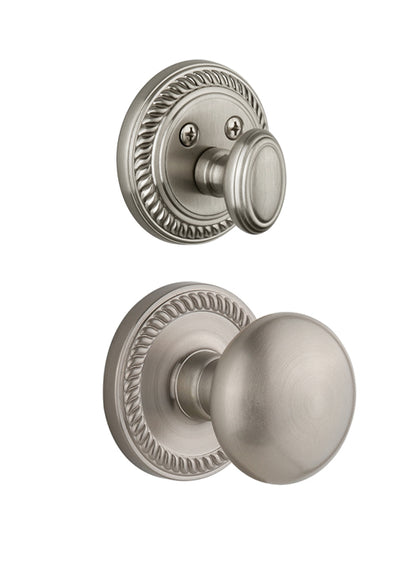 Grandeur Newport Handleset with Fifth Avenue Knob - (Interior Half Only, with Deadbolt)