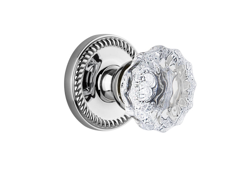 Grandeur Newport Rosette with Fontainebleau Knob Bright Chrome