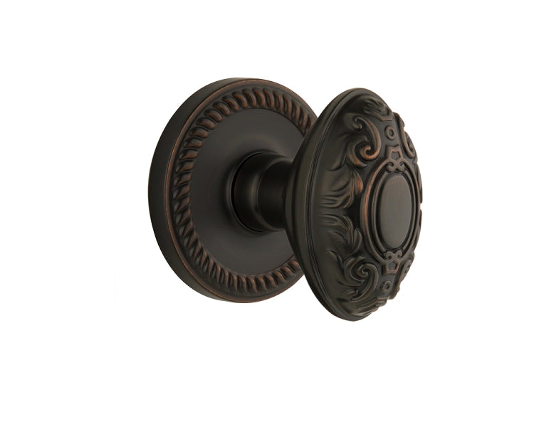 Grandeur Newport Rosette with Grande Victorian Knob Timeless Bronze