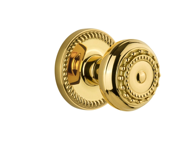 Grandeur Newport Rosette with Parthenon Knob Polished Brass / Lifetime Brass