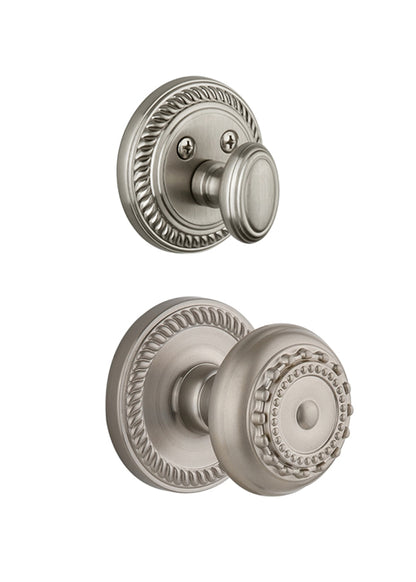 Grandeur Newport Handleset with Parthenon Knob - (Interior Half Only, with Deadbolt)