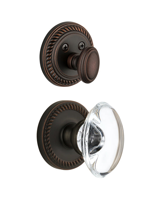 Grandeur Newport Handleset with Provence Knob - (Interior Half Only, with Deadbolt)