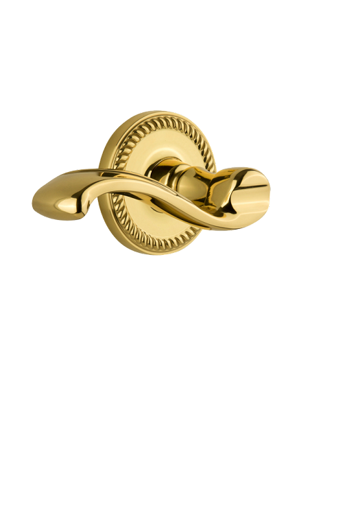 Grandeur Newport Rosette with Portofino Lever in Polished Brass/Lifetime Brass