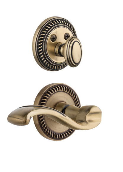 Grandeur Newport Handleset with Portofino Lever - (Interior Half Only, with Deadbolt)