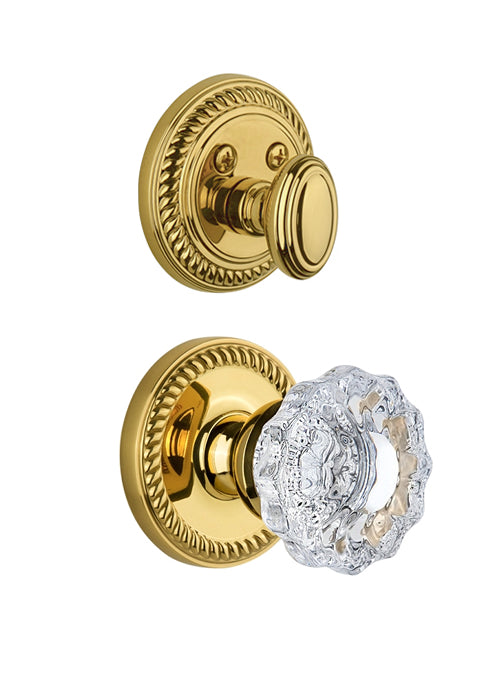Grandeur Newport Handleset with Versailles Knob - (Interior Half Only, with Deadbolt)