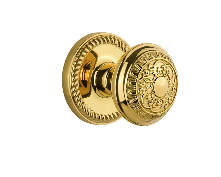 Grandeur Newport Rosette with Windsor Knob Polished Brass / Lifetime Brass