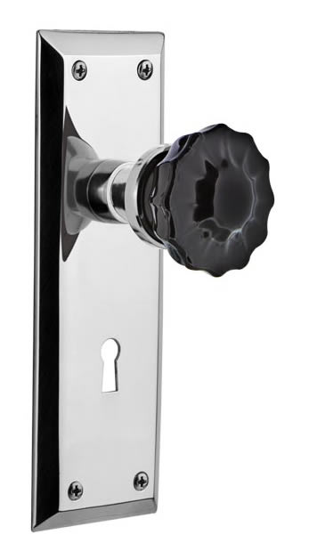 Nostalgic Warehouse New York Plate with Black Crystal Knob