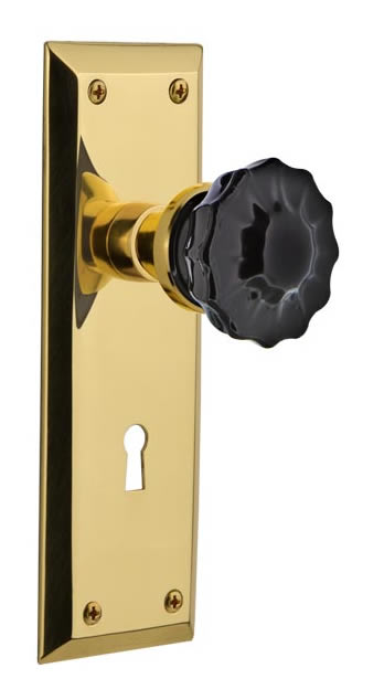Nostalgic Warehouse New York Plate with Black Crystal Knob