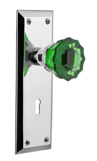 Nostalgic Warehouse New York Plate with Emerald Crystal Knob