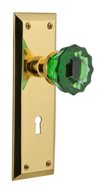 Nostalgic Warehouse New York Plate with Emerald Crystal Knob