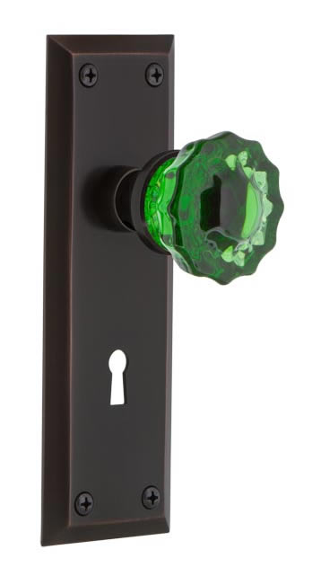 Nostalgic Warehouse New York Plate with Emerald Crystal Knob