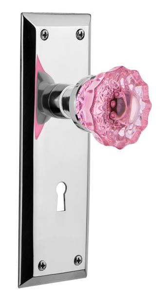 Nostalgic Warehouse New York Plate with Pink Crystal Knob
