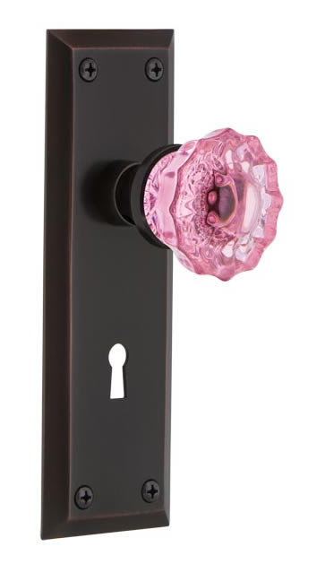 Nostalgic Warehouse New York Plate with Pink Crystal Knob