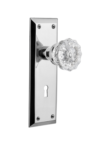 Nostalgic Warehouse New York Plate with Crystal Knob - Mortise Lock