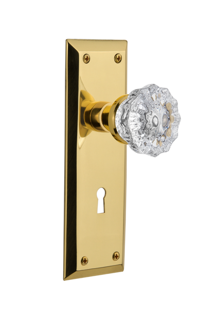 Nostalgic Warehouse New York Plate with Crystal Knob - Mortise Lock