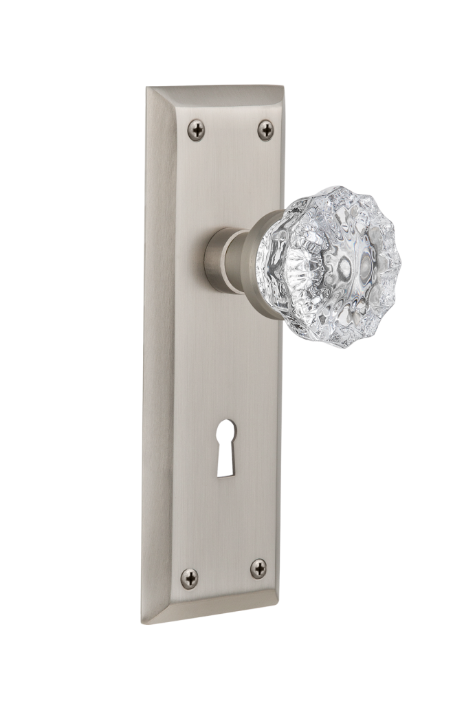 Nostalgic Warehouse New York Plate with Crystal Knob - Mortise Lock