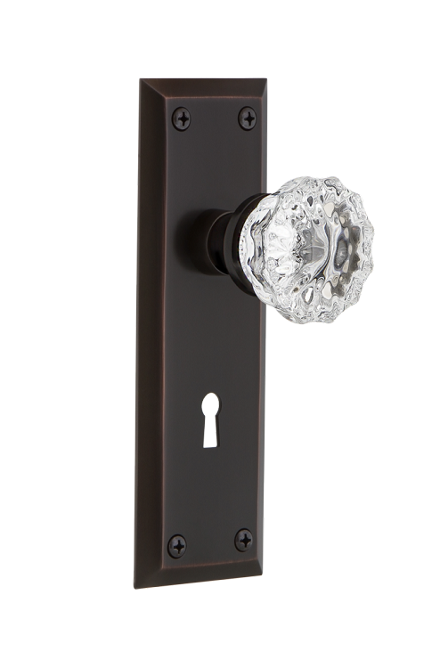 Nostalgic Warehouse New York Plate with Crystal Knob - Timeless Bronze
