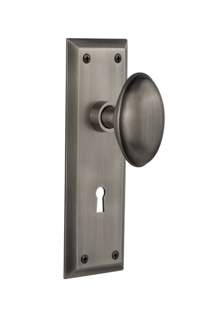 Nostalgic Warehouse New York Plate with Homestead Knob - Mortise Lock
