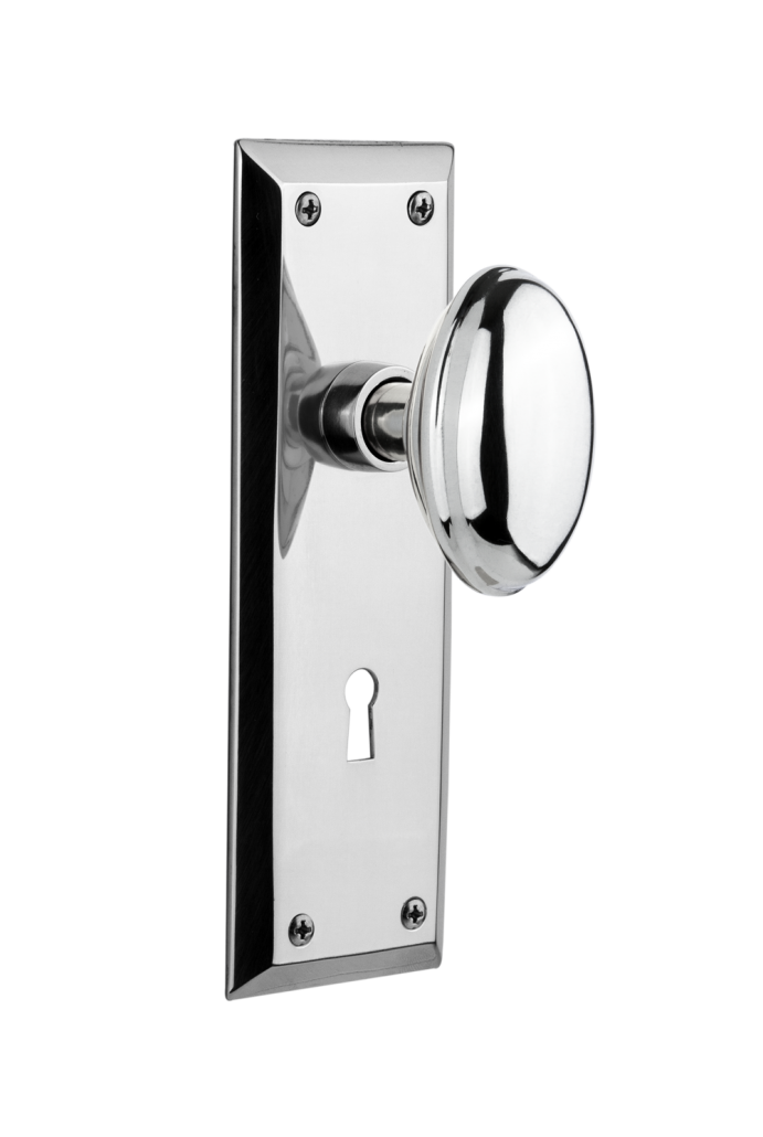Nostalgic Warehouse New York Plate with Homestead Knob - Mortise Lock