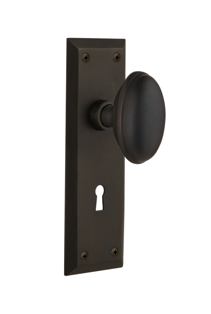 Nostalgic Warehouse New York Plate with Homestead Knob - Mortise Lock