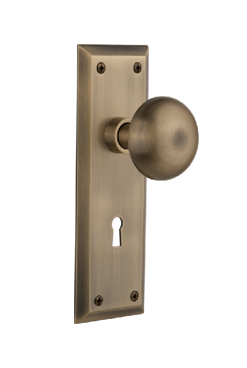Nostalgic Warehouse New York Plate with New York Knob - Antique Brass