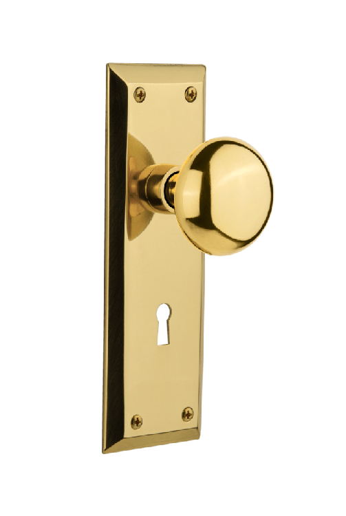 Nostalgic Warehouse New York Plate with New York Knob - Polished Brass