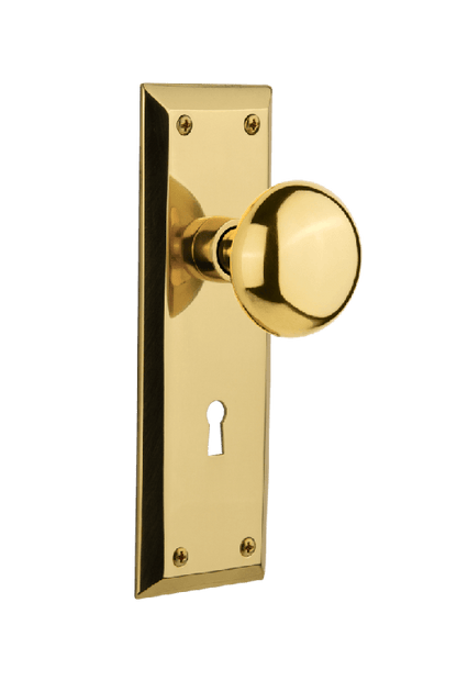 Nostalgic Warehouse New York Plate with New York Knob - Polished Brass