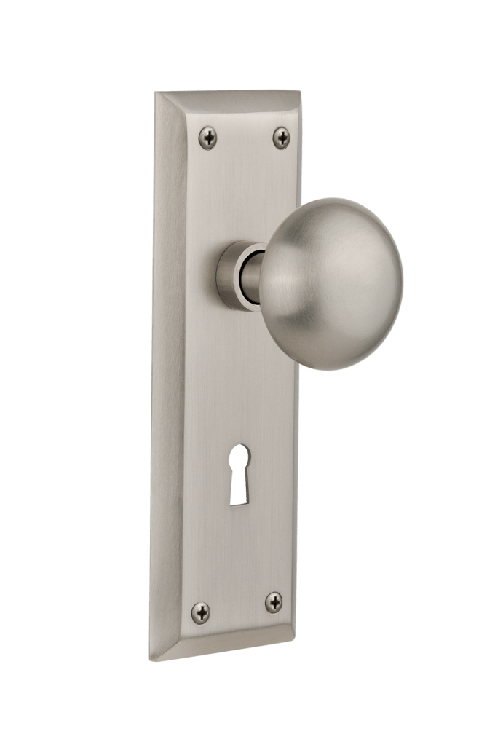 Nostalgic Warehouse New York Plate with New York Knob - Satin Nickel