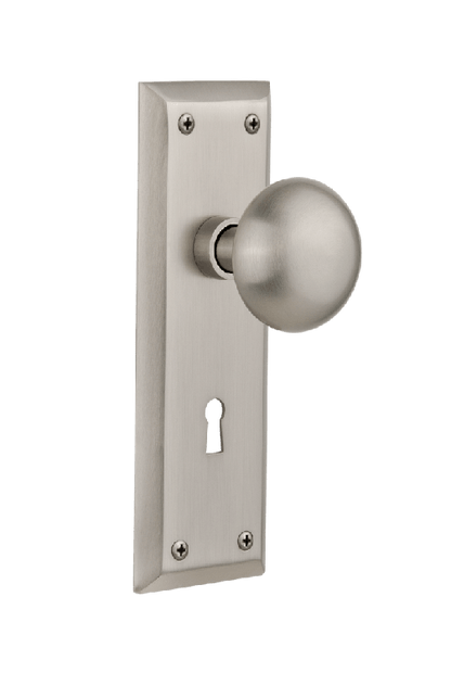 Nostalgic Warehouse New York Plate with New York Knob - Satin Nickel