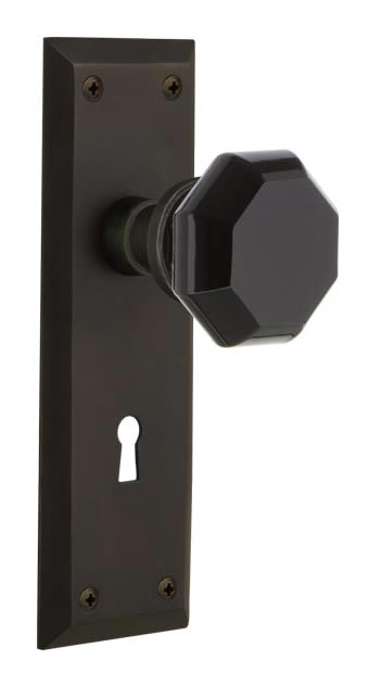 Nostalgic Warehouse New York Plate with Black Waldorf Knob
