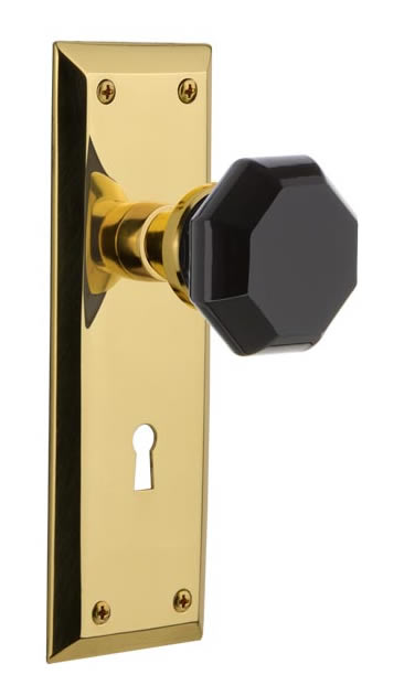 Nostalgic Warehouse New York Plate with Black Waldorf Knob