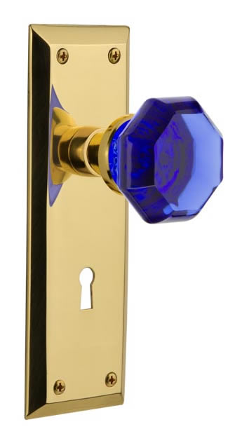 Nostalgic Warehouse New York Plate with Cobalt Waldorf Knob