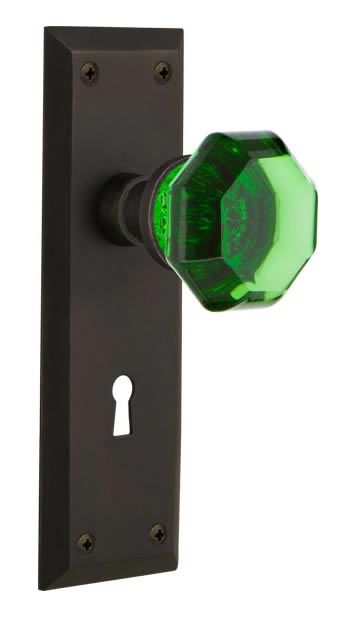 Nostalgic Warehouse New York Plate with Emerald Waldorf Knob