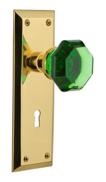 Nostalgic Warehouse New York Plate with Emerald Waldorf Knob
