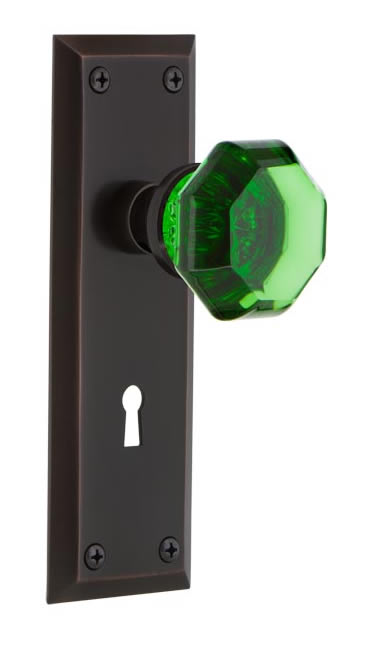Nostalgic Warehouse New York Plate with Emerald Waldorf Knob