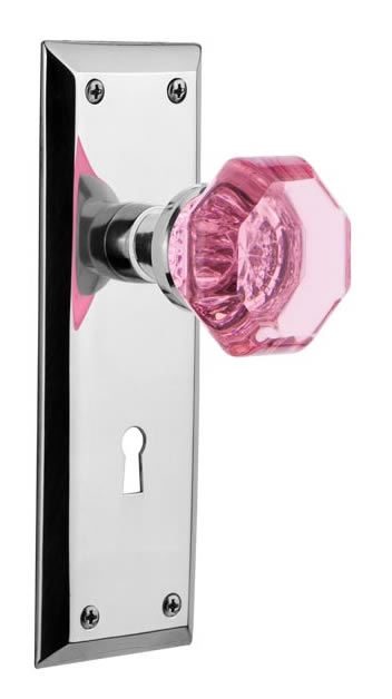 Nostalgic Warehouse New York Plate with Pink Waldorf Knob