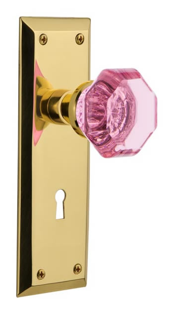 Nostalgic Warehouse New York Plate with Pink Waldorf Knob