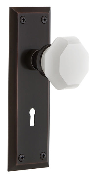 Nostalgic Warehouse New York Plate with White Waldorf Knob