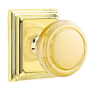 Emtek Norwich Knob with Wilshire Rosette - Polished Brass / Unlacquered Brass