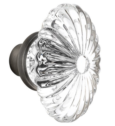 Nostalgic Warehouse Oval Fluted Crystal Knobs ONLY with Spindle