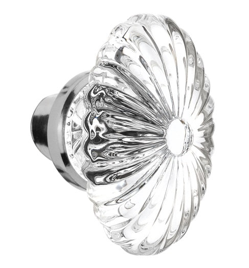 Nostalgic Warehouse Oval Fluted Crystal Knobs ONLY with Spindle