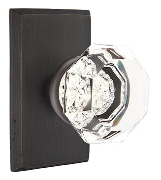 Emtek Old Town Clear Knob with Sandcast Bronze 3 Rosette