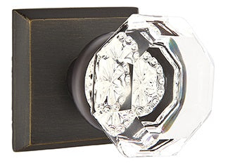 Emtek Old Town Clear Knob with Sandcast Bronze 6 Rosette