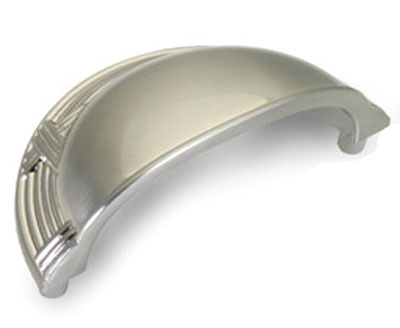 Dynasty Ribbon And Reed 3 Inch Bin Pull In Satin Nickel