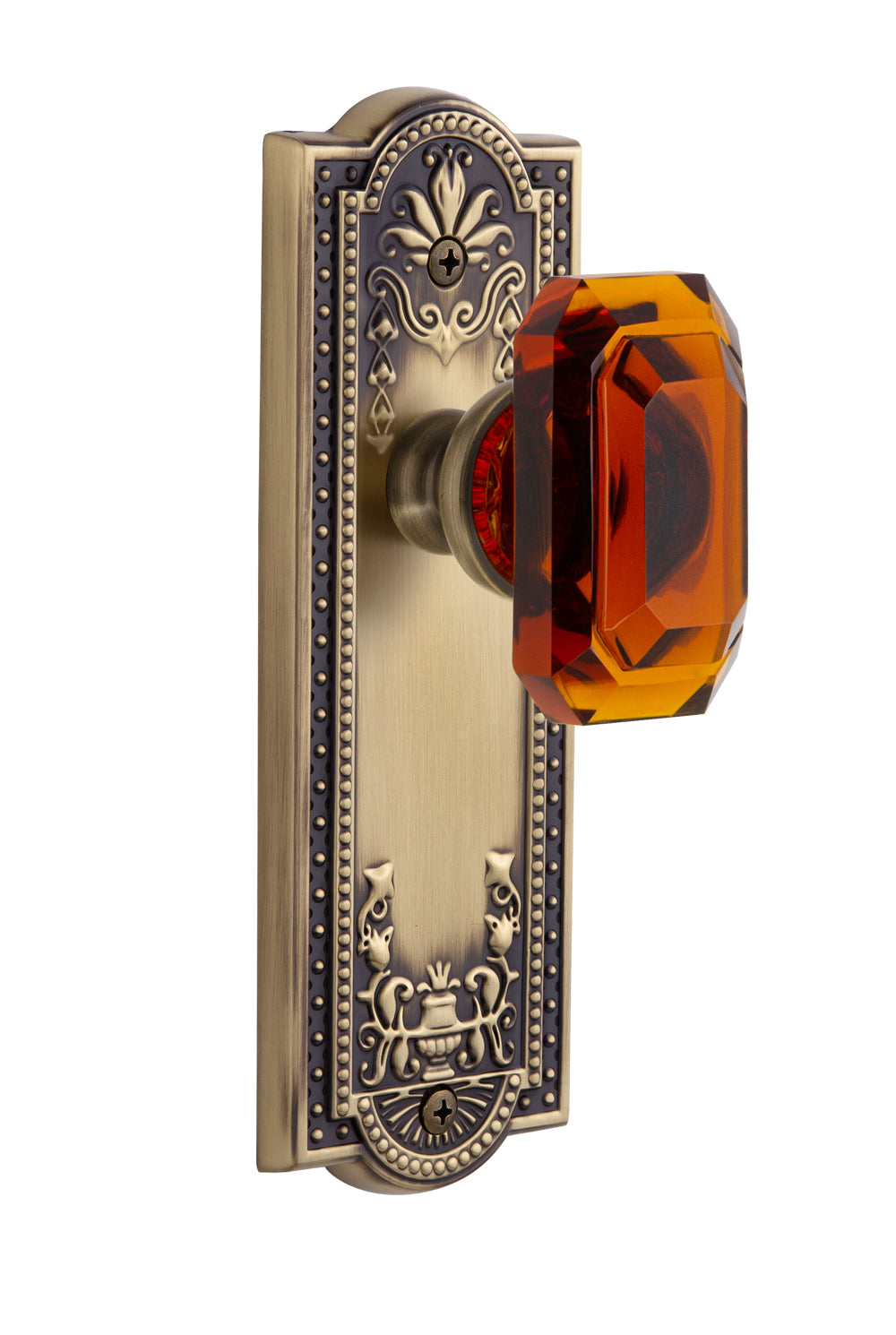Grandeur Parthenon Plate with Baguette Amber Knob