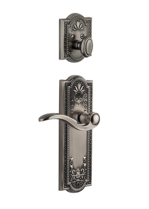 Grandeur Parthenon Handleset with Bellagio Lever - Interior Half Only Antique Pewter