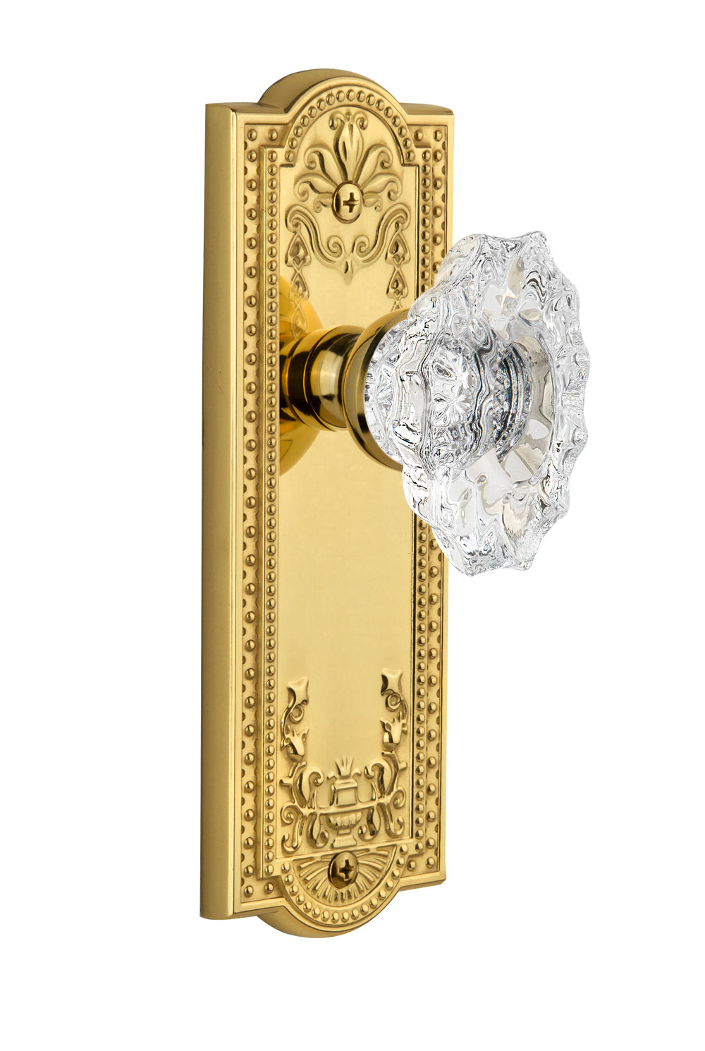 Grandeur Parthenon Plate with Biarritz Knob Polished Brass / Lifetime Brass